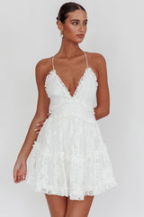 Laney Low Back Cami Strap Dress Lace White