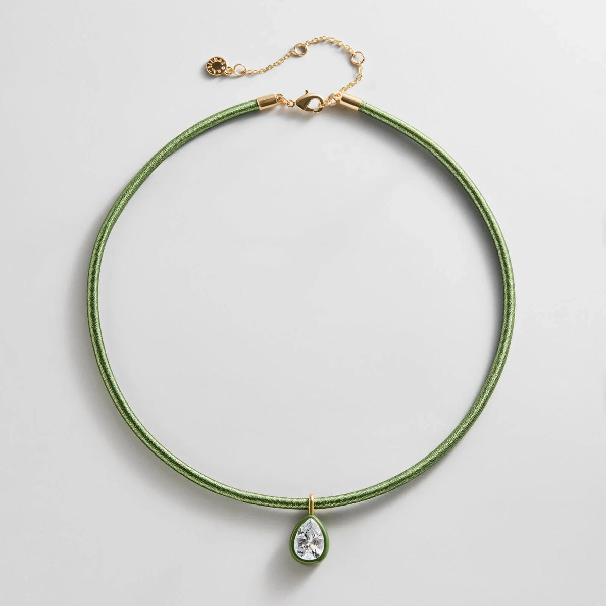 Lindsey Crystal Collar Necklace - Olive Green