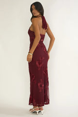 Shana Halterneck Maxi Dress Embellished Wine