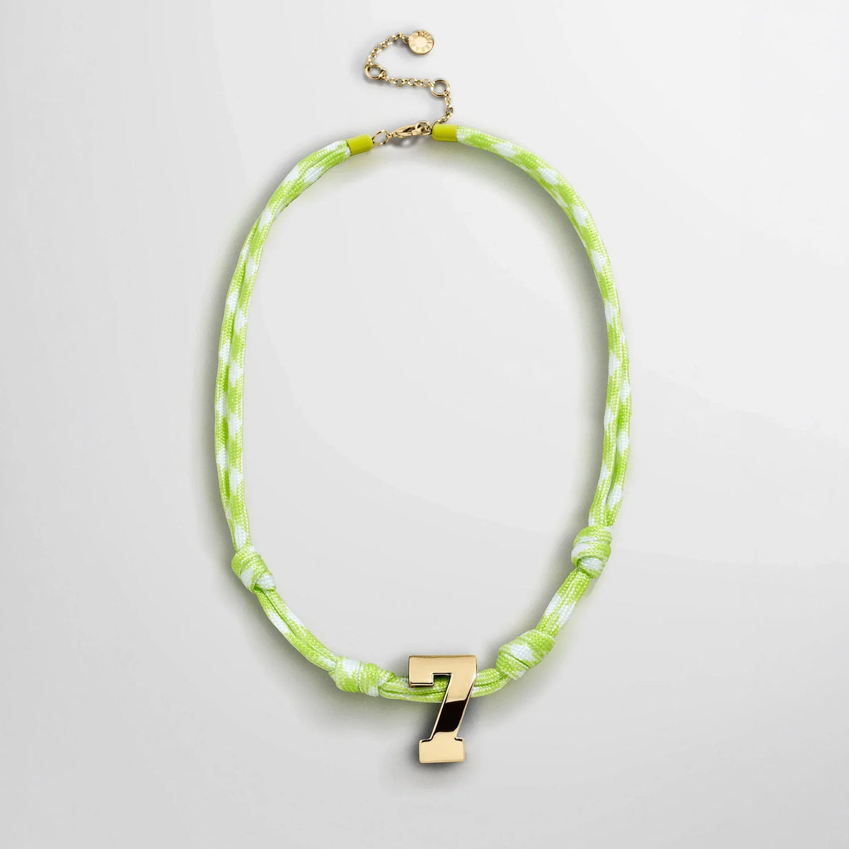 Knotty Varsity Custom Necklace - Lime Green Single Digit