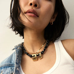 Knotty Varsity Custom Necklace - Onyx Single Digit