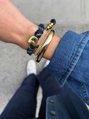 Knotty Initial Custom Bracelet - Navy Double Letters