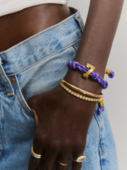 Knotty Varsity Number Custom Bracelet - Purple Double Digit