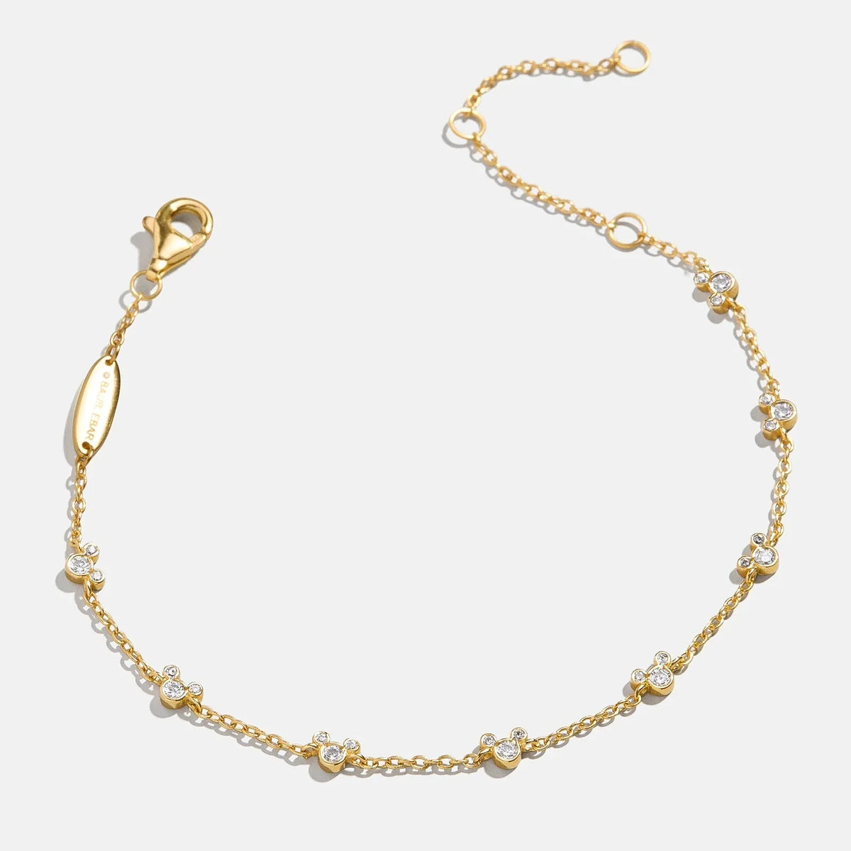 Mickey Mouse Disney 18K Gold Plated Sterling Silver Bracelet - Gold/Pavé