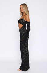 My Whole Heart Lace Maxi Dress Black