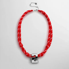 Knotty Varsity Custom Necklace - Cherry Red Single Digit