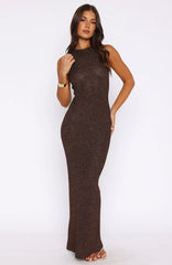 At Dusk Knit Maxi Dress Espresso