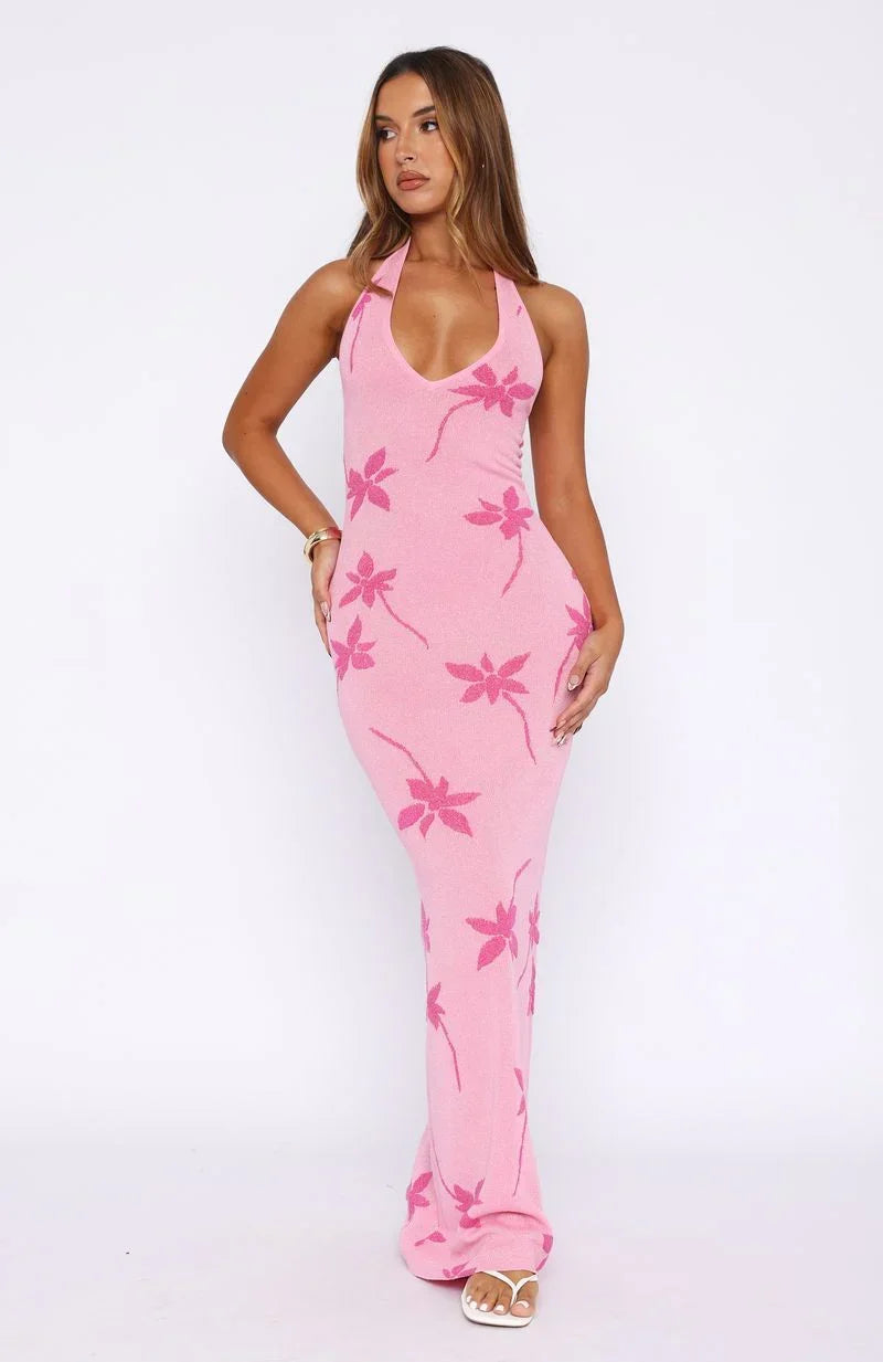 Chasing Heaven Knit Maxi Dress Pink