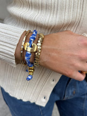 Knotty Initial Custom Bracelet - Royal Blue/White Double Letters