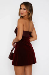 Let Loose Strapless Mini Dress Deep Red