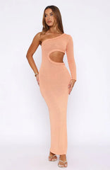 Dusk To Dawn Knit Maxi Dress Sunset Orange