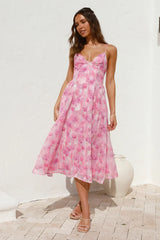 Fairytale Daydreams Midi Dress Pink