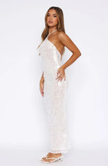 Dedication Sequin Maxi Dress White