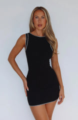 Chill Mode Ribbed Mini Dress Black