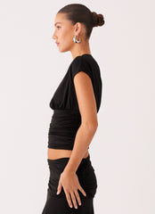 Liana Asymmetrical Top - Black