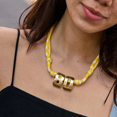 Knotty Varsity Custom Necklace - Marigold Single Digit