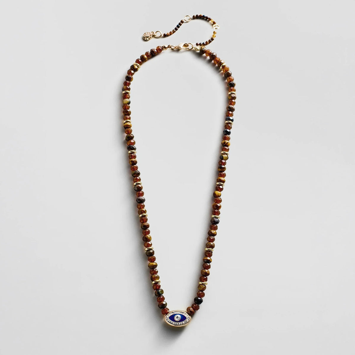 Positive View Semi-Precious Evil Eye Necklace - Tiger's Eye
