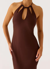 Harlyn Halter Maxi Dress - Chocolate