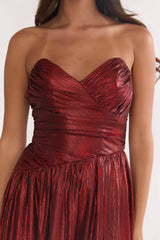 Marin Pointed Sweetheart Maxi Dress Wine