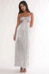 Isle Cut-Out Halterneck Maxi Dress Silver