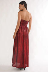 Marin Pointed Sweetheart Maxi Dress Wine