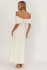 Lillibet Bow Tied Bust Midi Dress Cream