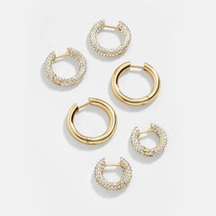 Lucy Earring Set - Gold/Pavé