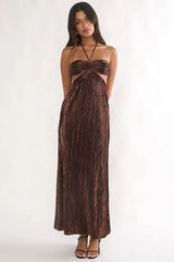 Isle Cut-Out Halterneck Maxi Dress Gold