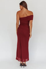 Gala One-Shoulder Maxi Dress Wine